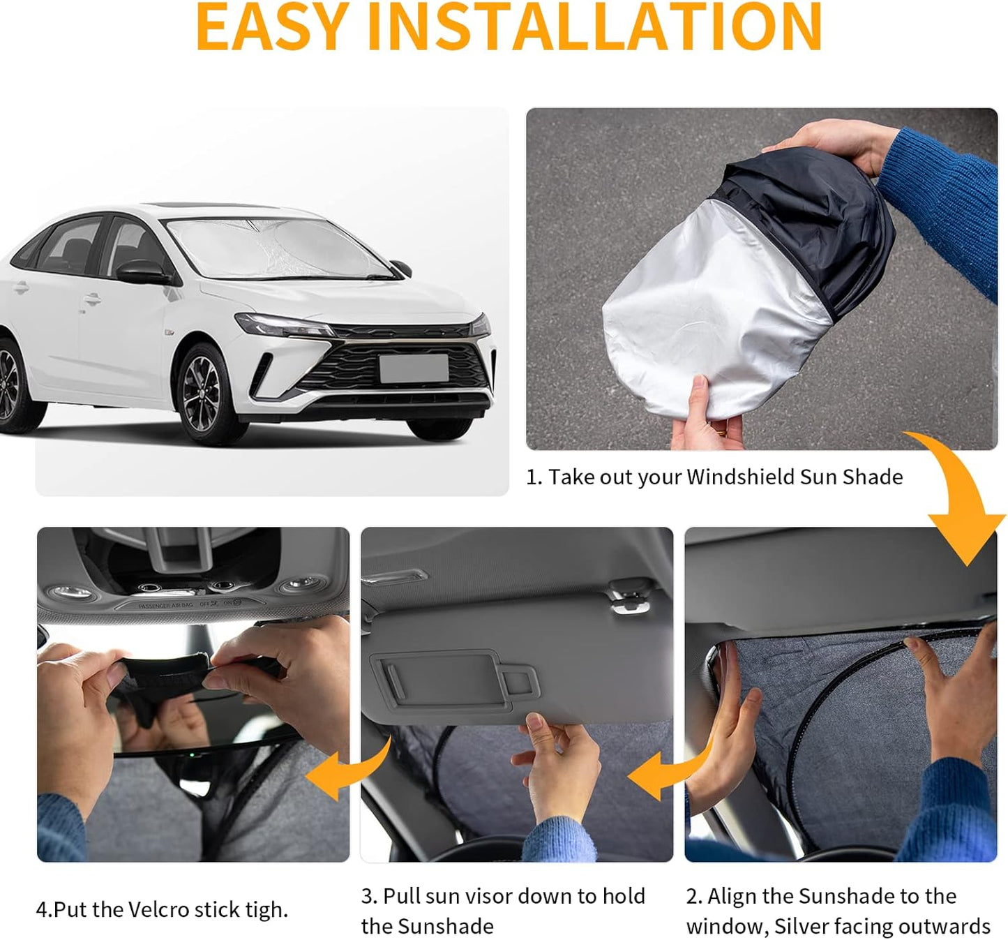 Sunshade Sun Shield for Mercedes-Benz C-Class W205 C250 C300 C400 SLK SLS CLA CLS CL-Class 2008-2023 2024 Window Shade Windshield Cover Sun Visor Protector Car Accessories Block UV Rays Heat
