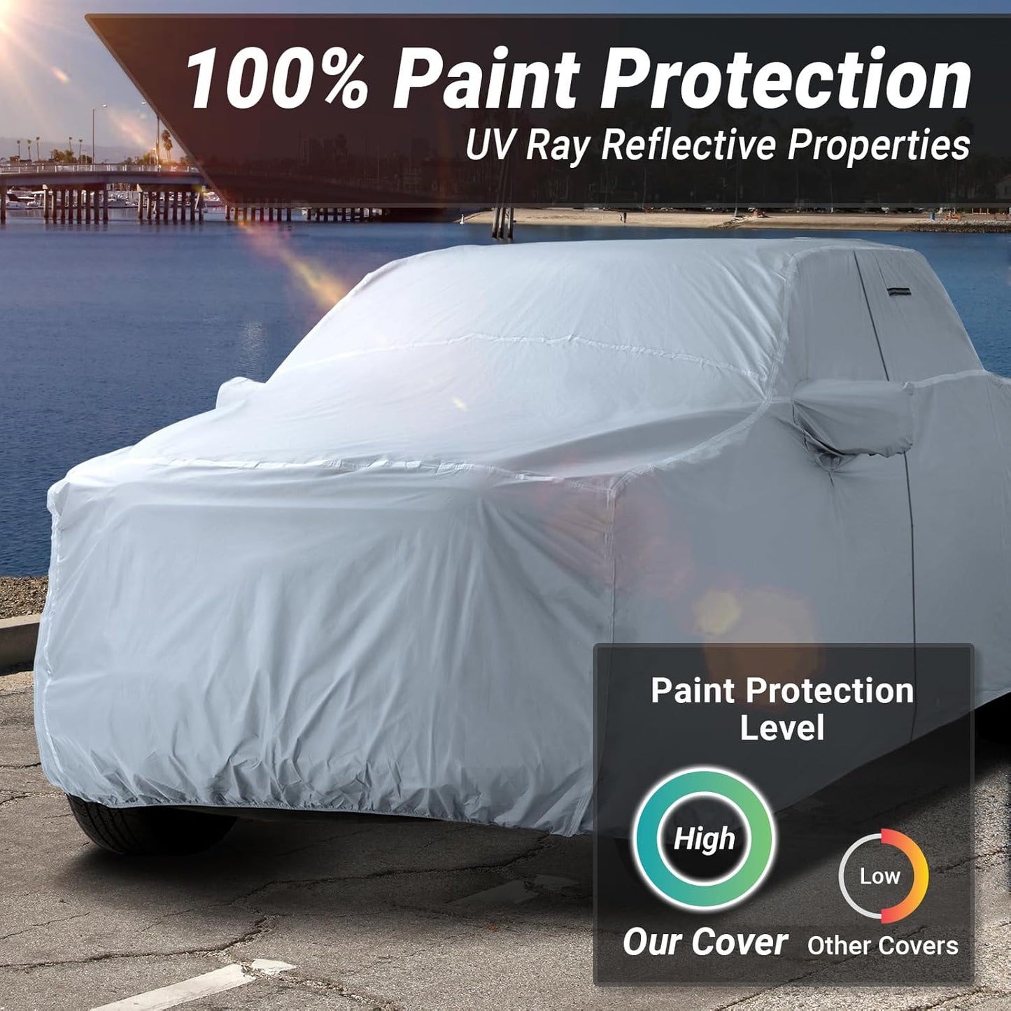iCarCover Fits 2009-2024 F-150 SuperCrew Cab, 6.5 ft Regular Bed Ford Truck Cover Automobiles Form-Fit Padded Full Exterior Waterproof Automobiles Protection Covers