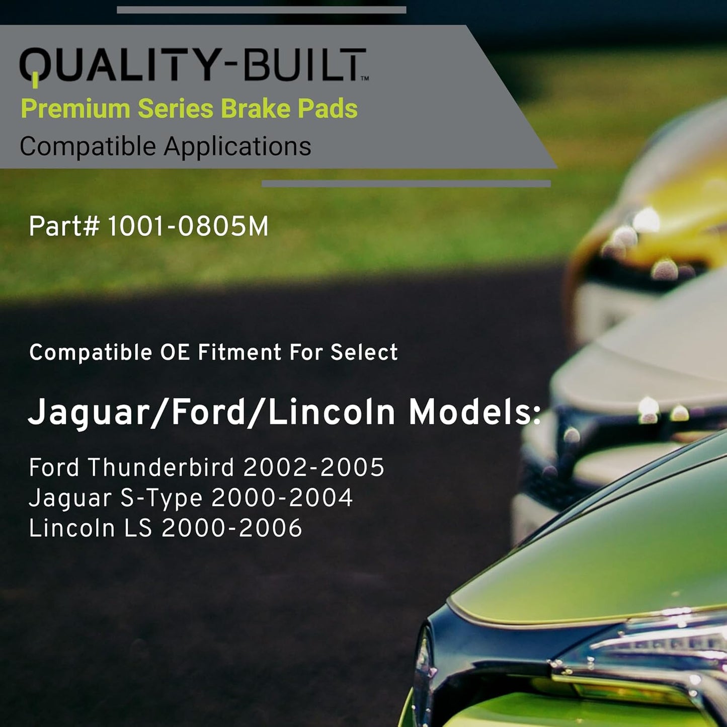 Premium Semi-Metallic Front Brake Pads (1001-0805M) Compatible with Ford Thunderbird 2002-2005, Jaguar S-Type 2000-2004, Lincoln LS 2000-2006