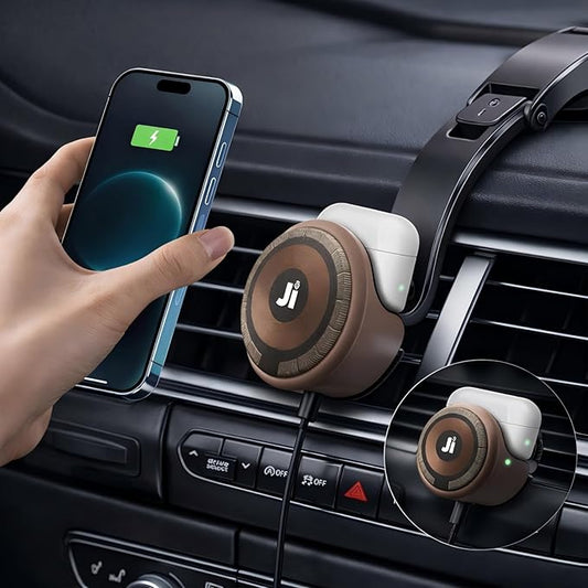 LNCOON Magnetic Car Mount Charger,3-in-1,15W Fast Charging,Strong Magnets,Car Mount Charger for Windshield/Vent/Dash, Compatible with iPhone 17-12 & Magnetic Watch/Headphones,PC&Aluminum Shell