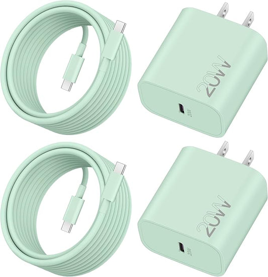 iPhone 17e/17/17 Pro Max Fast Charger, 2-Pack 20W USB C Wall Charger Fast Charging Block with 10FT Long USB-C Cable Cord for iPhone 17e/17/17 Pro Max/16e/16/15 Pro/Plus, iPad Pro 13/12.9/11, AirPods