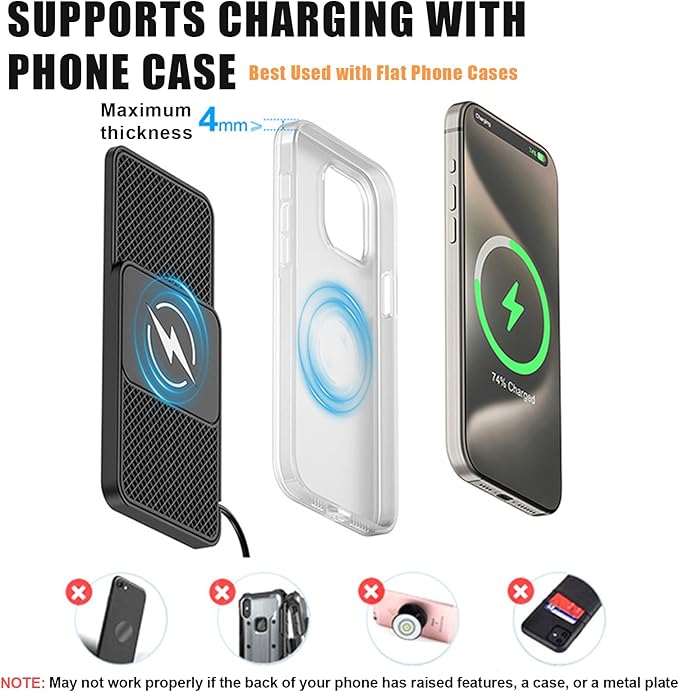 Wireless Car Phone Charger for Mercedes-Benz C-Class (W206) 2021–2025, Type C/USB 20W Fast Charging Pad, Non-Slip Charging Station for Travel Home Office Desk, Lightweight, USB