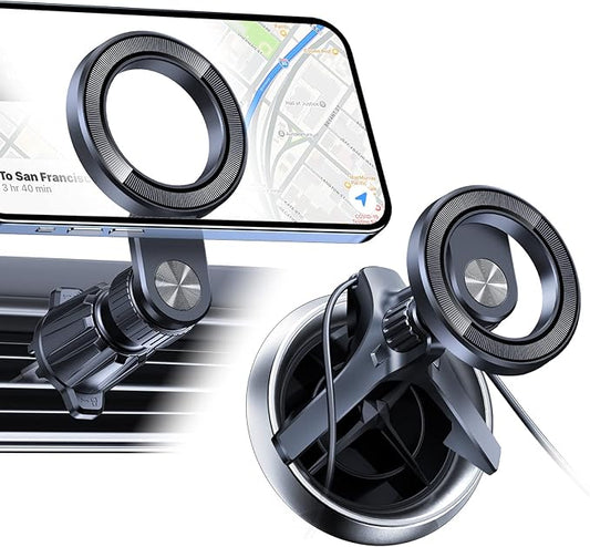 OQTIQ for MagSafe Car Mount, 360° Adjustable 17 N52 Strong Magnets, Air Vent Phone Mount Compatible with iPhone 12-17 Series and Phones with MagSafe Case