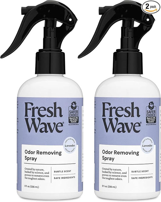 Fresh Wave Lavender Scent Odor Removing Spray, 8 fl. oz. | Pack of 2 | Odor Absorber for Home, Furniture, Fabrics & Trash | Safer Odor Relief
