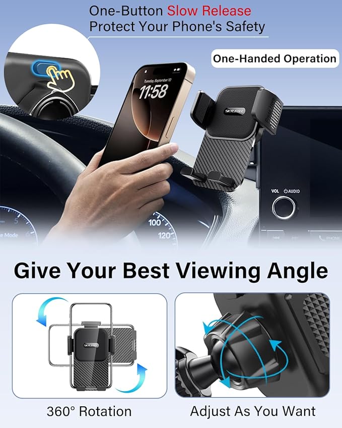 SKYLOTEC Car Phone Holder for Toyota Tundra 2022-2026/Sequoia 2023-2026 Accessories 14-inch Screen Fixed Clip, Automobile Cradles Phone Mount, Cell Phone Base Not Block Air Vent