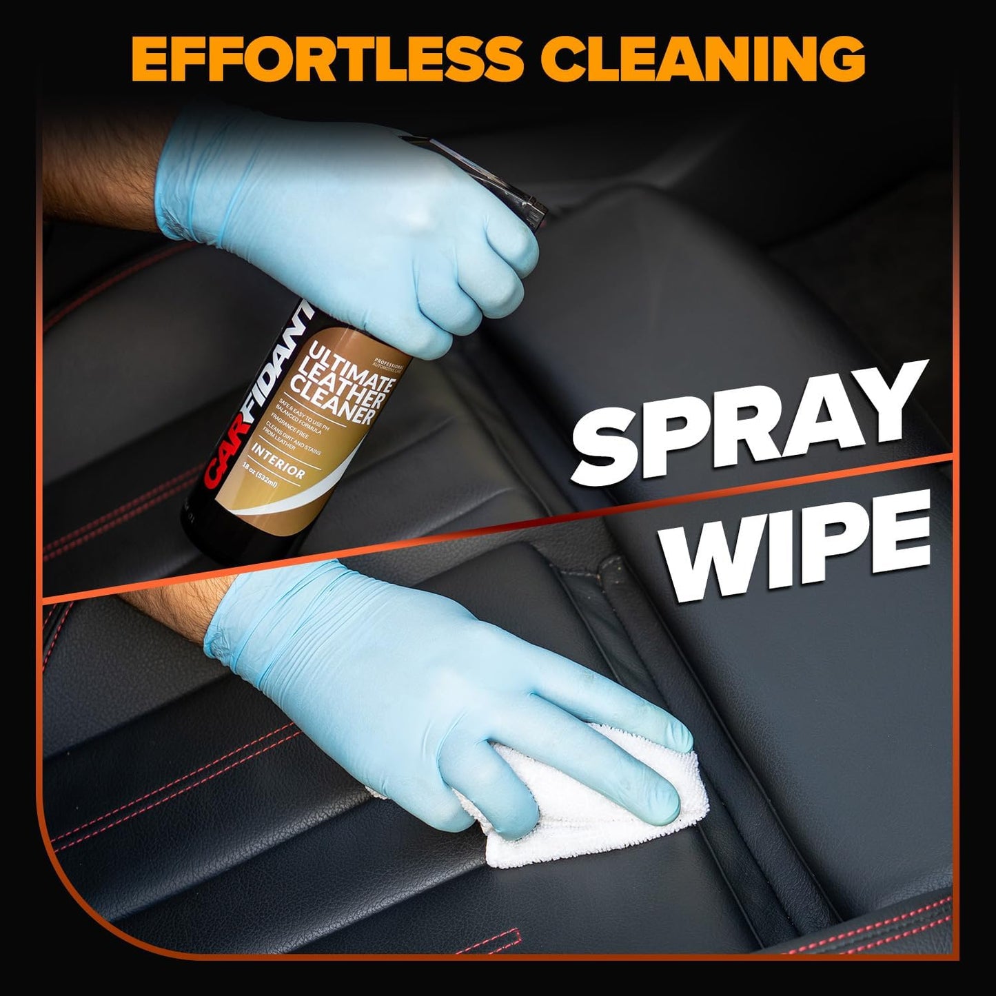 Carfidant Ultimate Leather Cleaner & Stain Remover for Cars - Cleans and Restores Seats, Coach, Purses, Handbags, Furniture, Shoe, Boot, Sofa and Interior