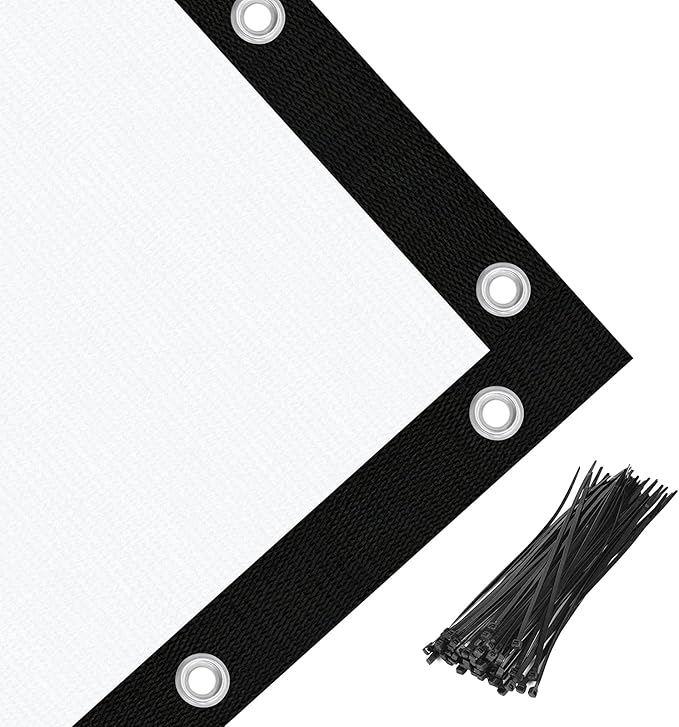 Amagenix 90% Pergola Shade Cover 9' X 9' Sun Shade Cloth with Grommets for Outdoor Garden Patio Porch, Commercial Grade 200 GSM - Cable Zip Ties Included (We Customized) GN108, White