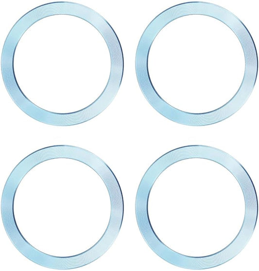 PATIKIL Universal CD Stripe Magnetic Adapter Ring, 4 Pcs Ultra-Thin Sticker Ring Adhesive Nickel-Iron Alloy for Phone Cases Holder Wireless Charging Car Mount Kit, Light Blue