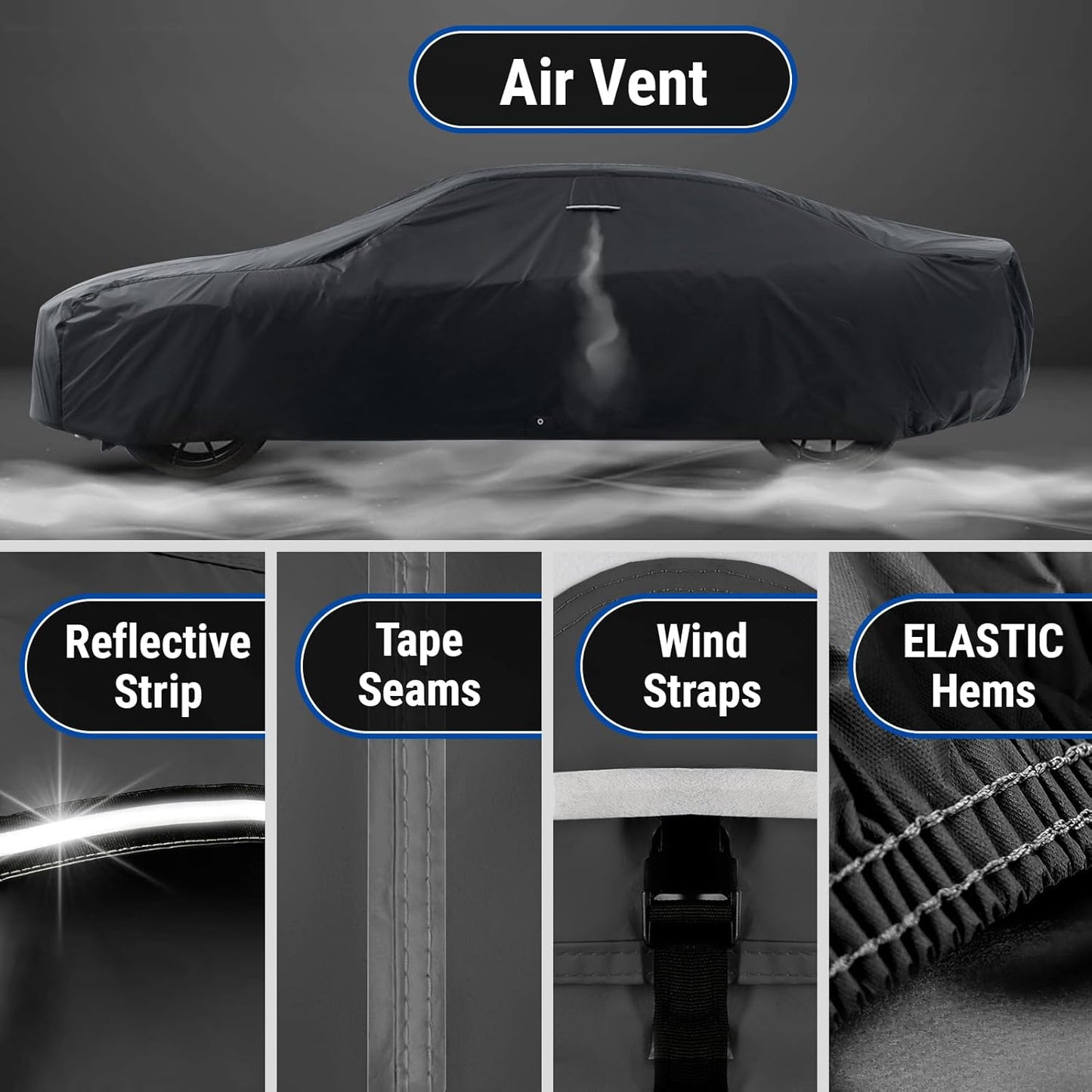 iCarCover Custom Car Cover for Chevy Citation (1980-1986) Waterproof All Weather Rain Snow UV Sun Protector Full Exterior Indoor Outdoor Car Cover (Stripe - Black/Red)