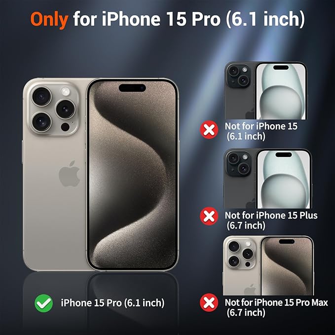 SUPFINE Magnetic for iPhone 15 Pro Case with Screen Protector (Compatible with MagSafe) (Military Grade Drop Protection) Translucent Matte Shockproof Phone Cover,Starry Orange