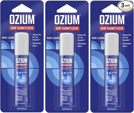 Ozium 0.8 oz. Air Sanitizer & Odor Eliminator for Homes, Cars, Offices and More, Original Scent, Pack of 3