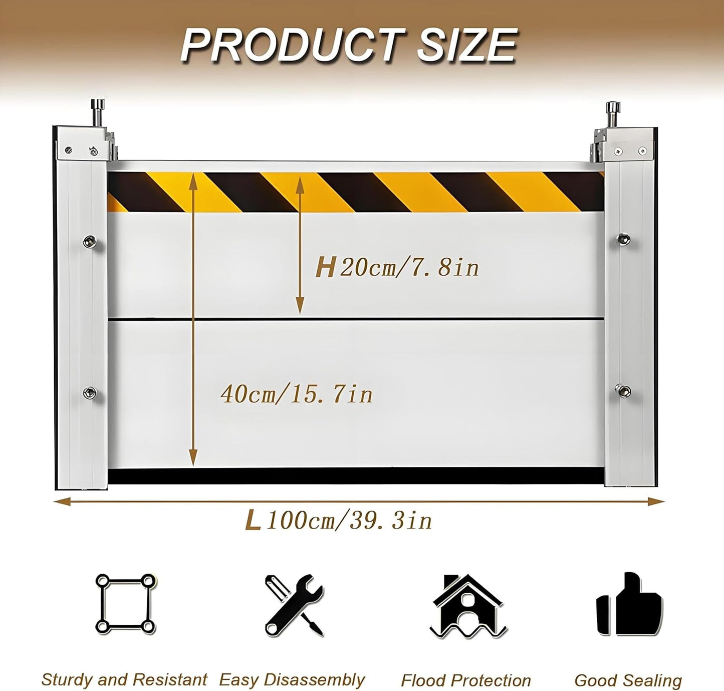 Flood Barriers for Home Exterior,Aluminum Alloy Outdoor Garage Doors Water Barriers for Flooding(H23.6Inch,L18FT)