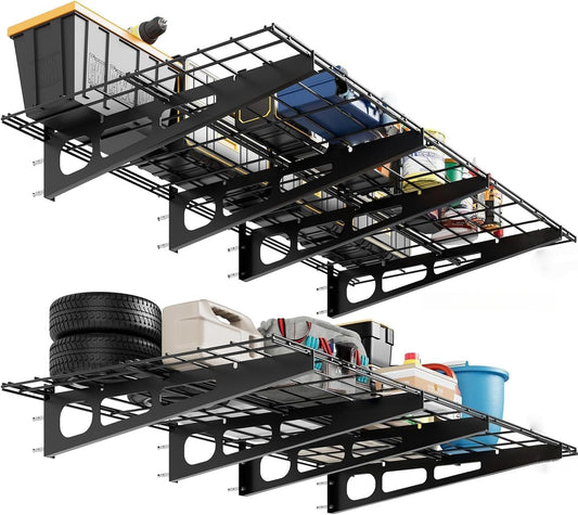 2 Pack 2x6ft Garage Storage Shelving Wall Mounted, 24-inch-by-72-inch 1600 Lbs Heavy Duty Sturdy Storage Shelves, Wall Shelves Folding Storage Garage Organization for Warehouse, Laundry
