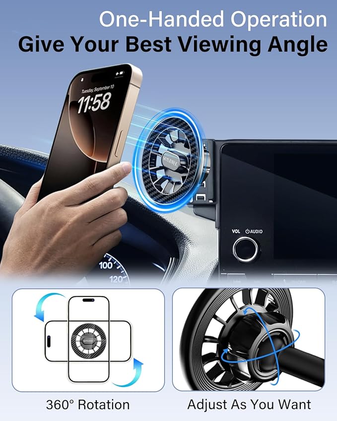 Car Phone Holder for BMW 5 Series M5 2017 2018 2019 2020 Accessories 10.25-Inch Screen Fixed Clip, Automobile Cradles Magnetic Phone Mount Compatible with MagSafe, Strong Magnets Cell Phone Base