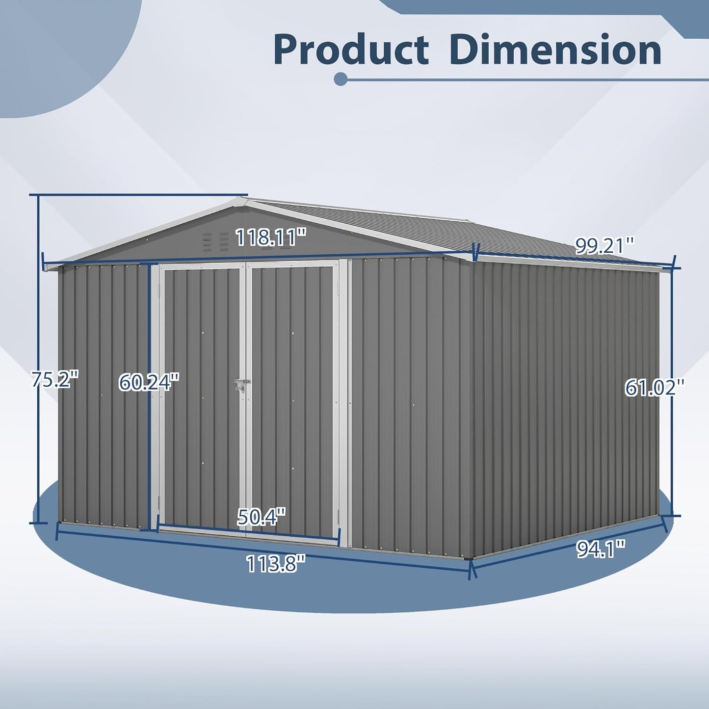 10X8 FT Outdoor Metal Storage Shed with Lockable Door & Floor Frame, Heavy-Duty Garden Tool Shed, Weatherproof Steel Utility Shed for Backyard, Patio, or Lawn Organization