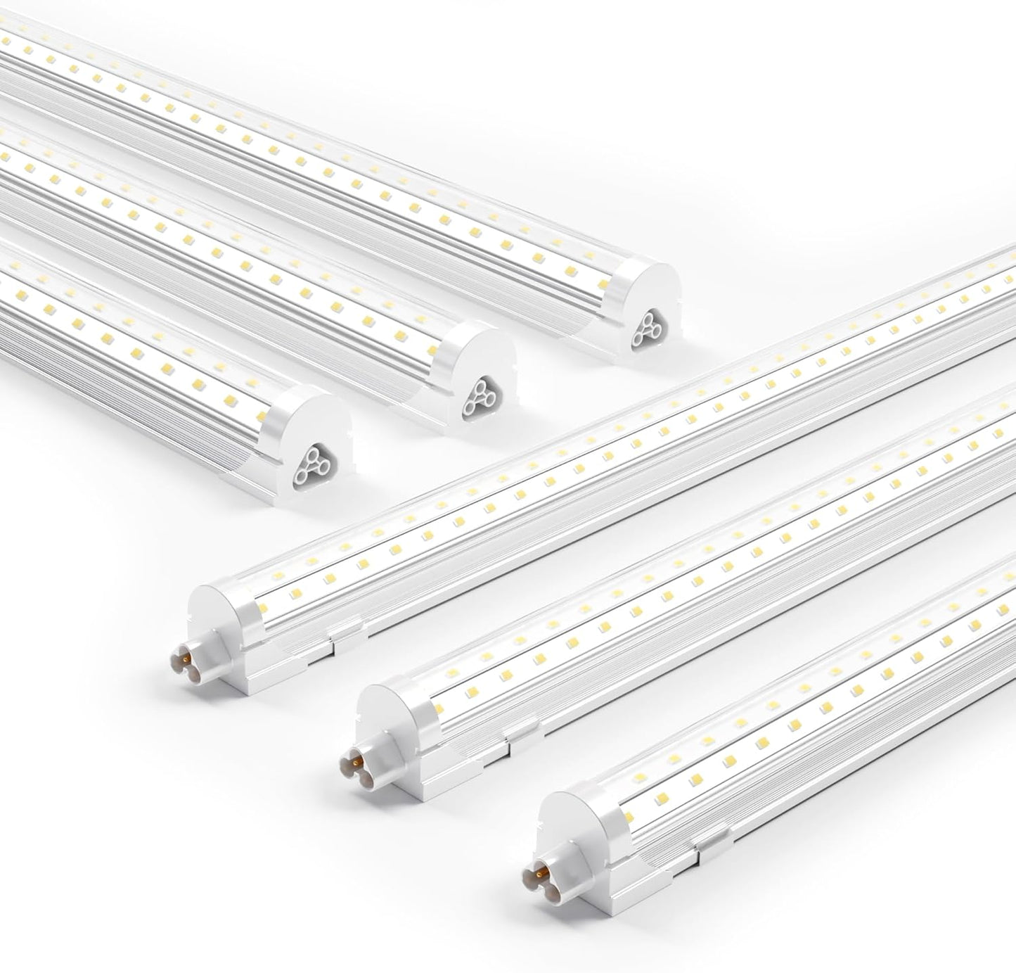 Ensenior 6 Pack 4 FT Led Shop Lights, 6000K Clear White, 5000LM Super Bright, 36W Equivalency 468W, Commercial Bay Lighting, U-Shaped Linkable Shop Lights Plug in for Garage, Workshop, FCC Certified