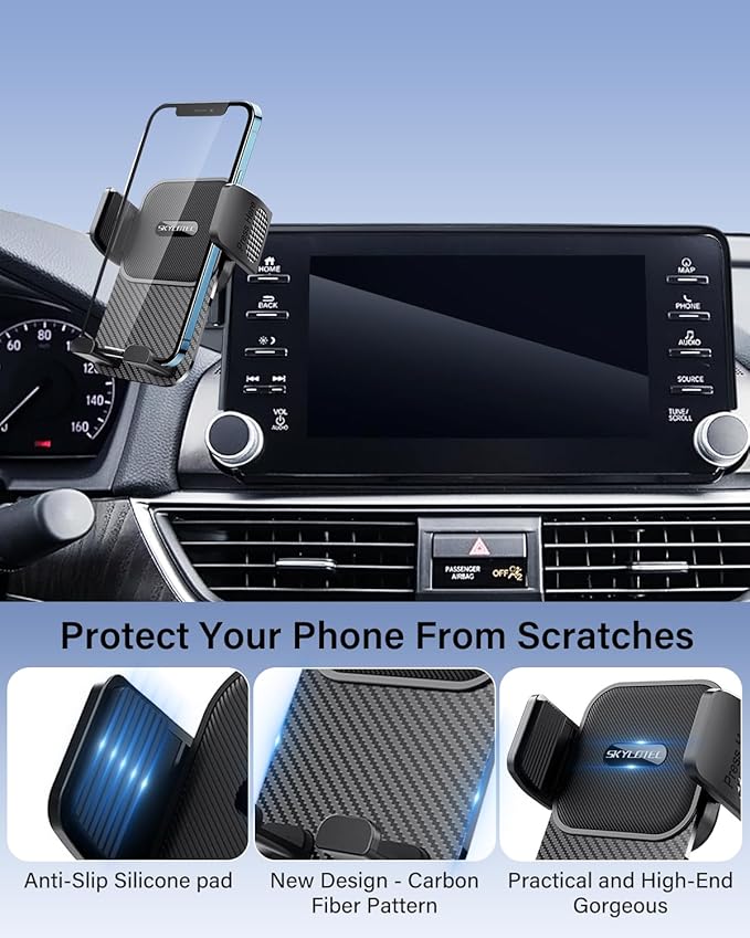 Car Phone Holder for Toyota RAV4 2019 2020-2023 2024 2025 Accessories 7/8-Inch Screen Fixed Clip, Automobile Cradles Phone Mount, Cell Phone Base Not Block Air Vent ( Not Fit 9/10.5-inch Screen)