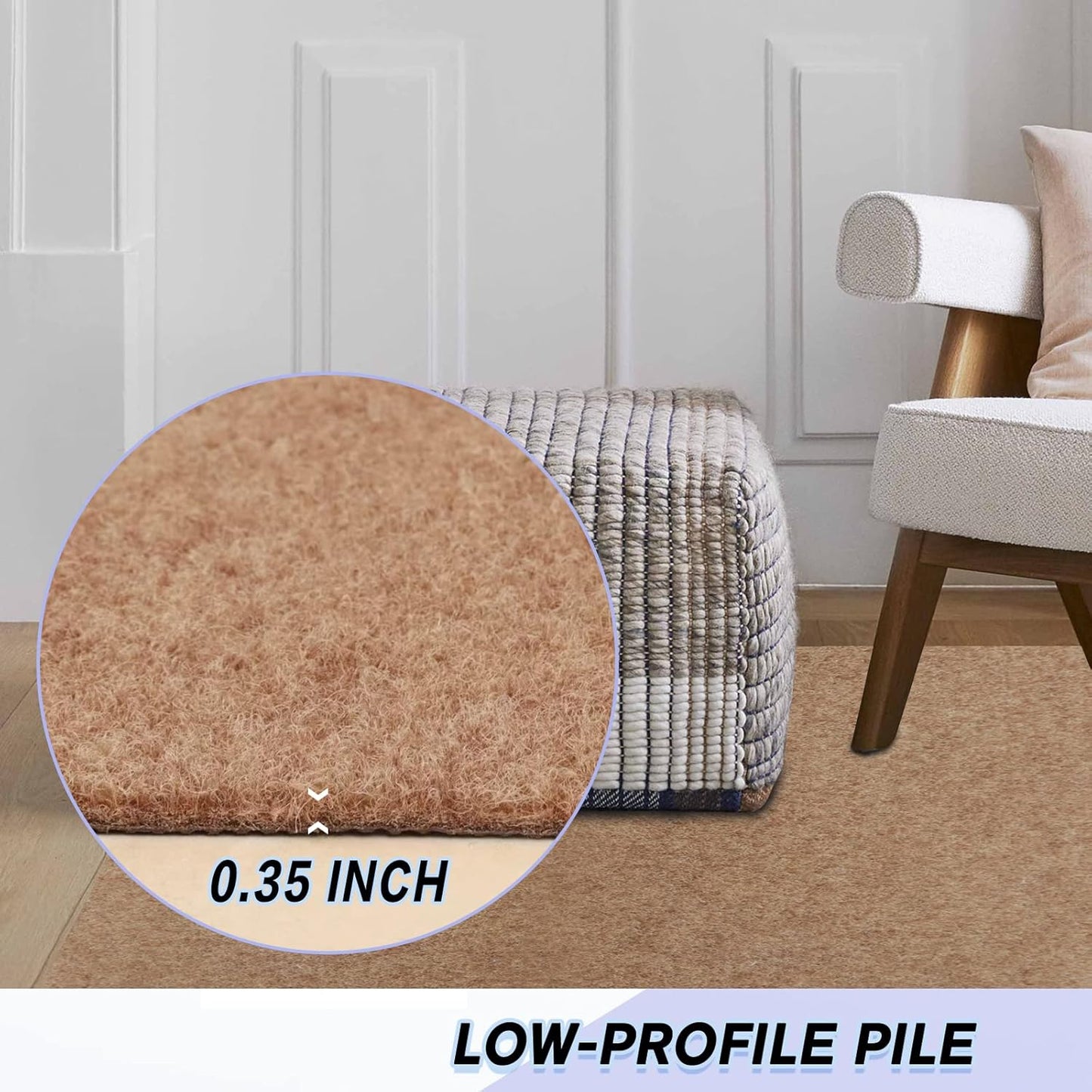 Custom Size Backed Non-Slip Area Rugs Runner, Easy Clean, Waterproof Runner Rugs for Hallway Entryway, Kitchen, Laundry, 2FT x 7FT, Beige