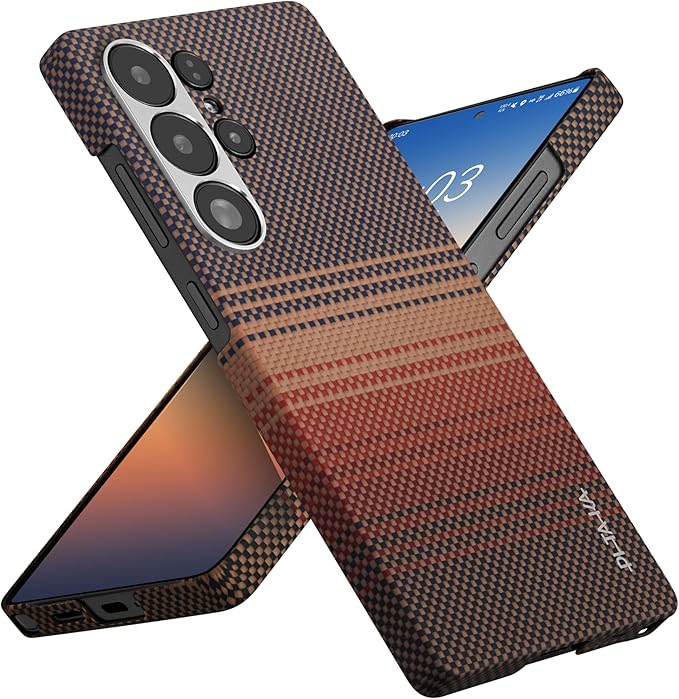 pitaka for S25 Ultra Case 6.9 Inch, Compatible with MagSafe, Slim & Light Samsung Galaxy S25 Ultra Case, 1500D Aramid Fiber Made [Tactile Woven - Sunset]