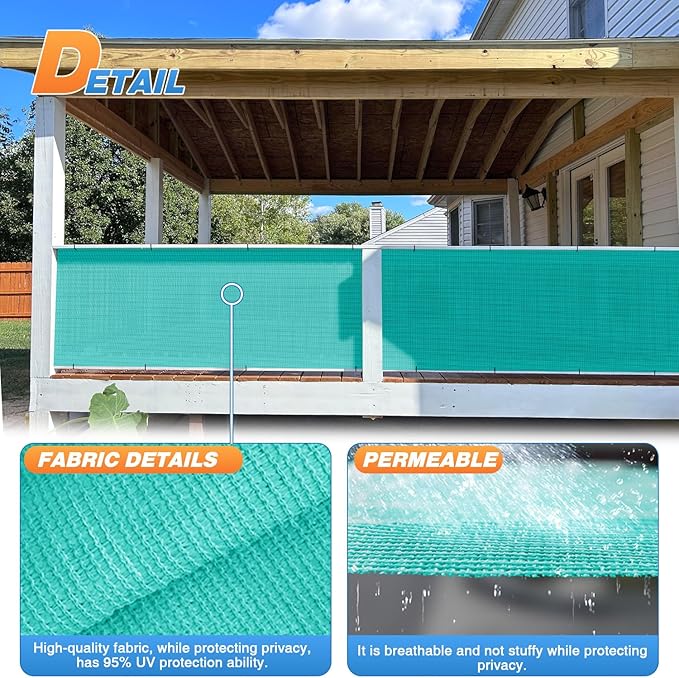 TANG Sun Shade Fabric Roll 8'x25' Shade Cloth for Garden Turquoise Green HDPE Mesh Shading Pergola Cover Replacement Canopy, 95% Blockage Sunshades for Outdoor Patio Backyard Plant