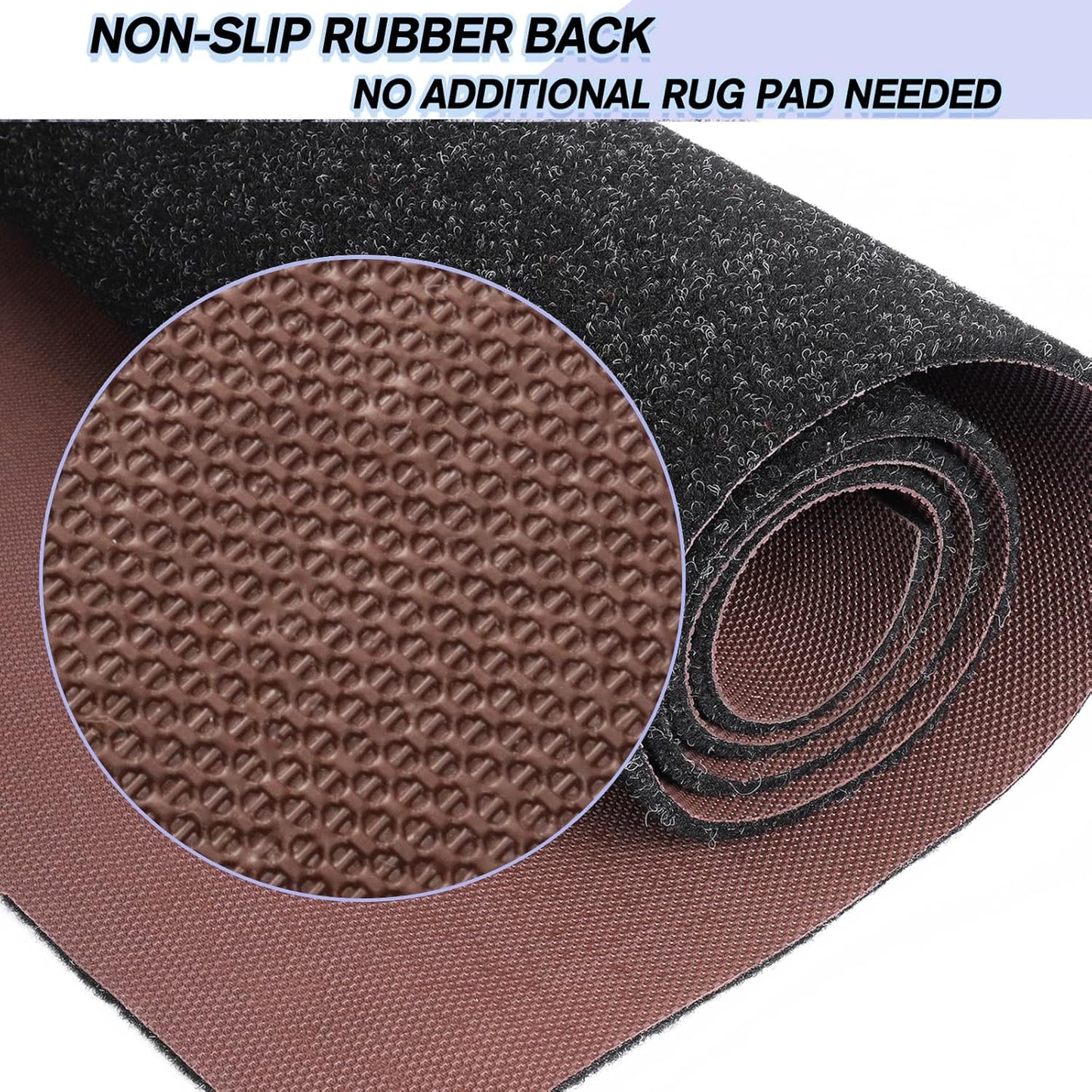 Custom Size Backed Non-Slip Area Rugs Runner, Easy Clean, Waterproof Runner Rugs for Hallway Entryway, Kitchen, Laundry, 2FT x 45FT, Black