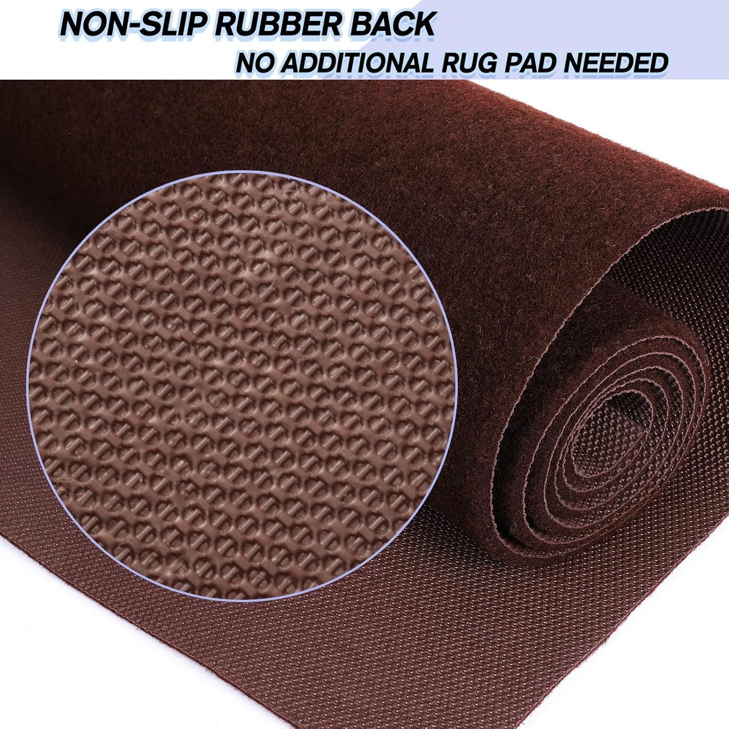 Custom Size Backed Non-Slip Area Rugs Runner, Easy Clean, Waterproof Runner Rugs for Hallway Entryway, Kitchen, Laundry, 2FT x 3FT, Brown