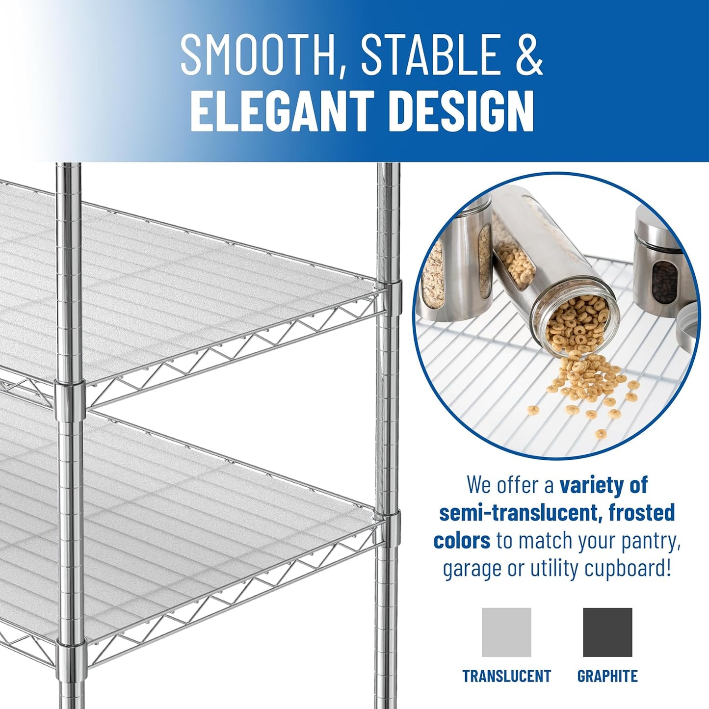 Sterling Shelf Liners Wire Rack Covers: Long-Lasting Shelf Liner Cover for Wire Shelving: Premium Cover Mats for Shelves in Pantry, Closet, etc: 18x36 Inch: Graphite, Set of 4