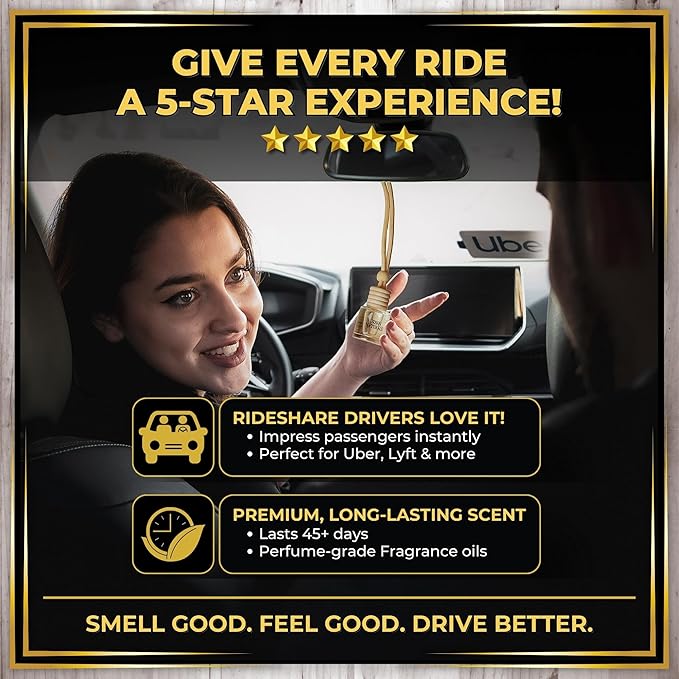 Urban Naturals Car Air Freshener Smoked Vanilla Scent Diffuser, Long Lasting Car Fresheners Made in USA, Odor Eliminating Technology, Hanging Auto Accessories + Vent Clip (3 Pack)