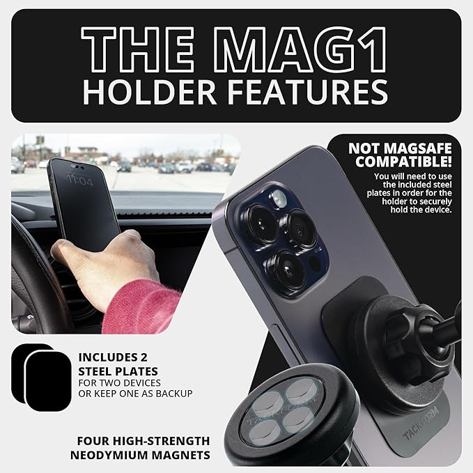 Tackform Link Vent Mount Magnetic Phone Holder - Compatible with 2021-2025 Ford F150 & Raptor, 2023-2025 Ford Super Duty | Aluminum | 2" Arm | Purple | (NOT MAGSAFE Compatible)