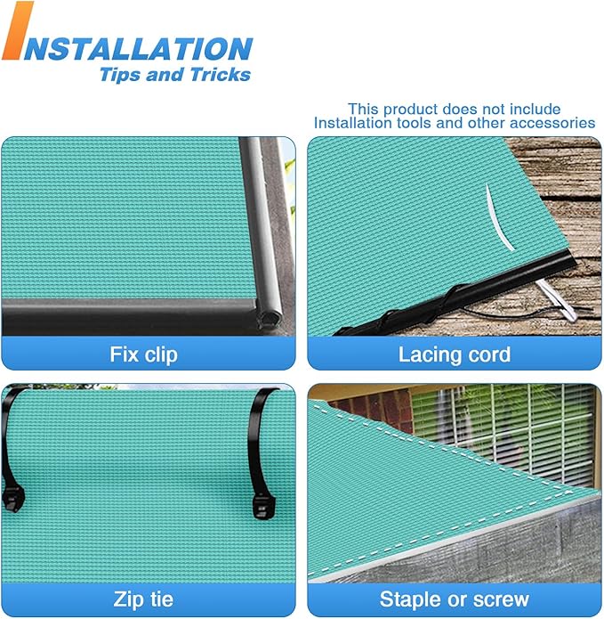 TANG Sun Shade Fabric Roll 8'x3' Shade Cloth for Garden Turquoise Green HDPE Mesh Shading Pergola Cover Replacement Canopy, 95% Blockage Sunshades for Outdoor Patio Backyard Plant