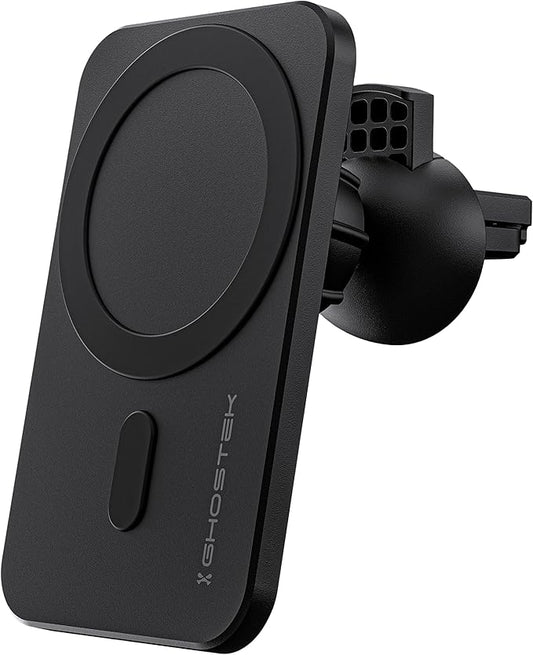 Ghostek NRGmount MagSafe Car Mount Charger iPhone 15W Fast Charging with Air Vent Clip, Dash Windshield Suction Clamp with Adjustable Arm Designed for iPhone 13 Pro Max, iPhone 12 Pro Max mini (Black)