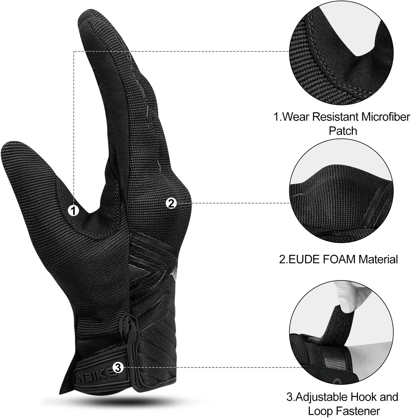 INBIKE Breathable Mesh Motorcycle Gloves Touchscreen with TPR Palm Pad Hard Knuckles