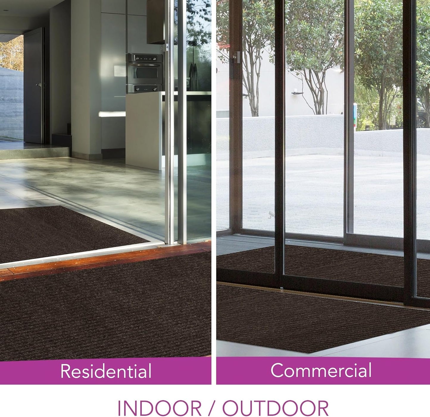 iCustomRug Spartan Weather Warrior Indoor/Outdoor Utility Ribbed Carpet Runner with Non-Slip Thermoplastic Rubber Backing, 3ft X 54ft in Brown
