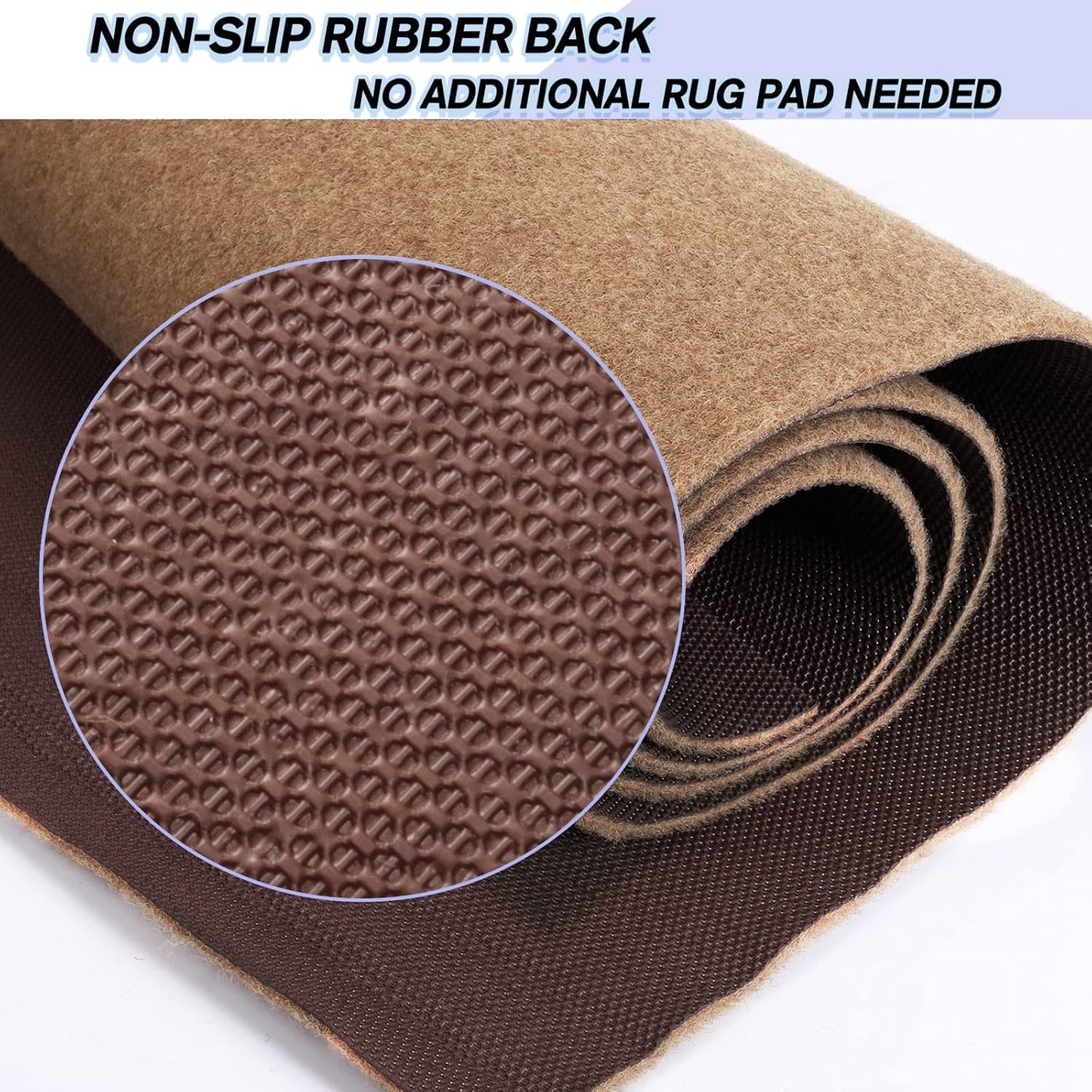 Custom Size Backed Non-Slip Area Rugs Runner, Easy Clean, Waterproof Runner Rugs for Hallway Entryway, Kitchen, Laundry, 4FT x 13FT, Beige