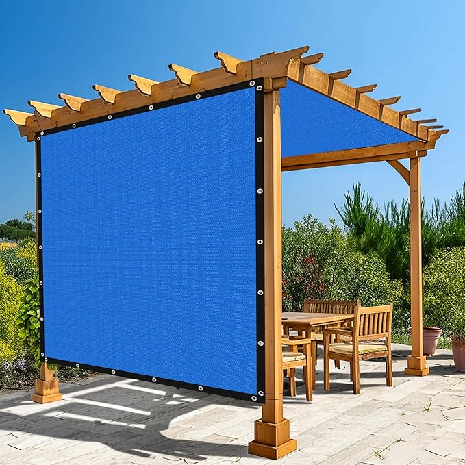Amagenix 90% Pergola Shade Cover 7' X 13' Sun Shade Cloth with Grommets for Outdoor Garden Patio Porch, Commercial Grade 200 GSM - Cable Zip Ties Included (We Customized) GN108, Blue