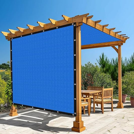 Amagenix 90% Pergola Shade Cover 10' X 15' Sun Shade Cloth with Grommets for Outdoor Garden Patio Porch, Commercial Grade 200 GSM - Cable Zip Ties Included (We Customized) GN108, Blue