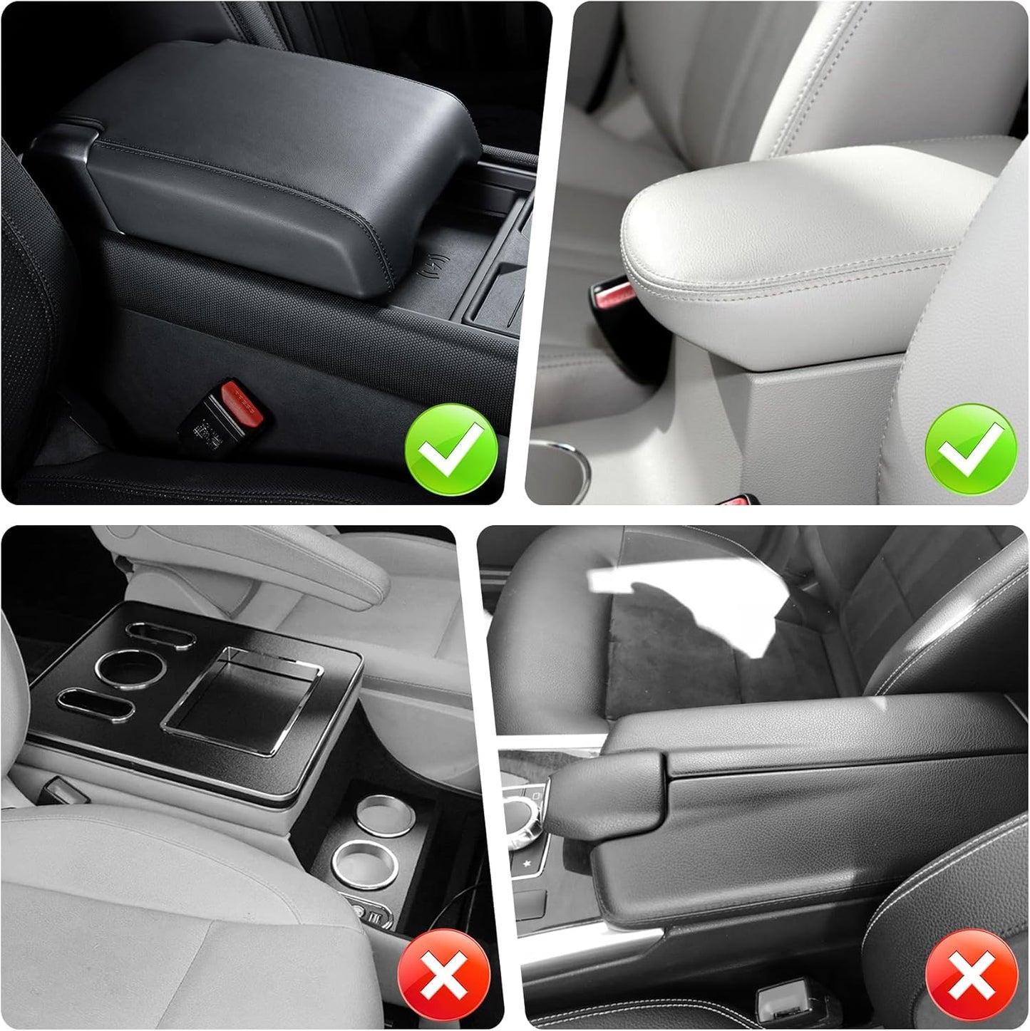 SINGARO Car Leather Center Console Cover with 2 Storage Bags, Universal Furry Fluffy Car Armrest Seat Box Pad, Comfortable Car Interior Accessories, Fits for Most Vehicles (Orange)