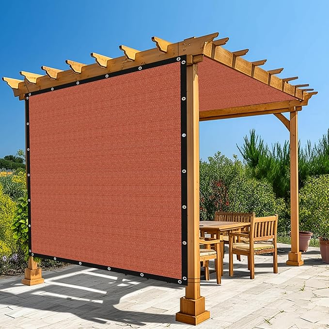 Amagenix 90% Pergola Shade Cover 10' X 24' Sun Shade Cloth with Grommets for Outdoor Garden Patio Porch, Commercial Grade 200 GSM - Cable Zip Ties Included (We Customized) GN108, Rust Red
