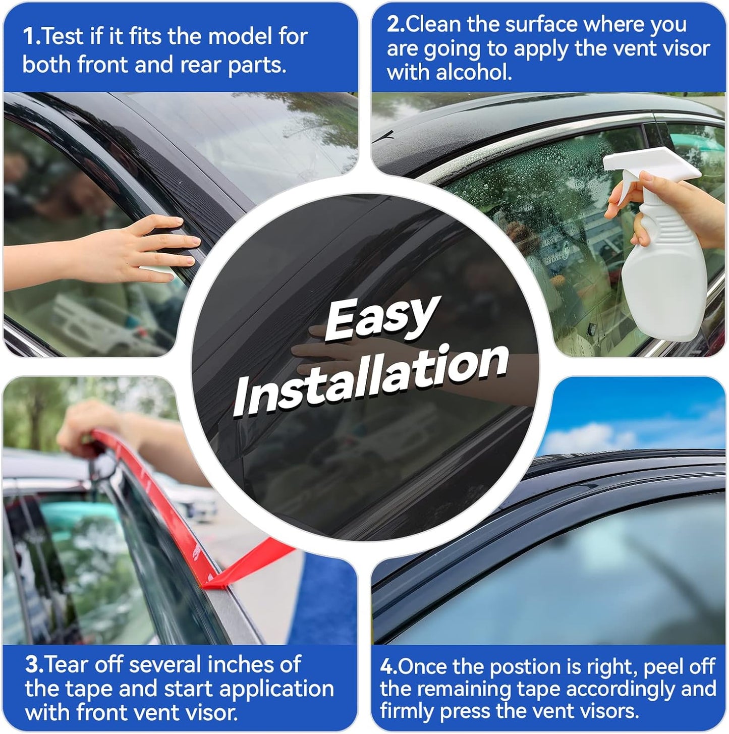 Window Visors Rain Guards Shield for 2017-2020 Hyundai Elantra, Out-Channel Window Vent Wind Deflectors Visors Shades for 17-20 Elantra SE SEL Value ECO Limited Sport