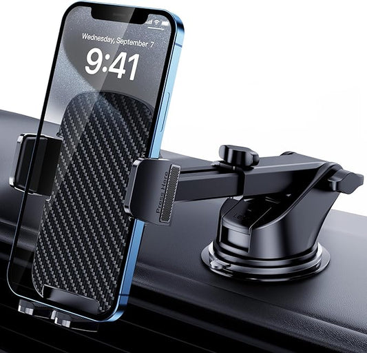 GUWEZ Phone Holders for Your Car Phone Stand for Car Phones Mount [Super Stable] Automobile Dashboard Windshield Cell Mount for iPhone Smartphone Universal