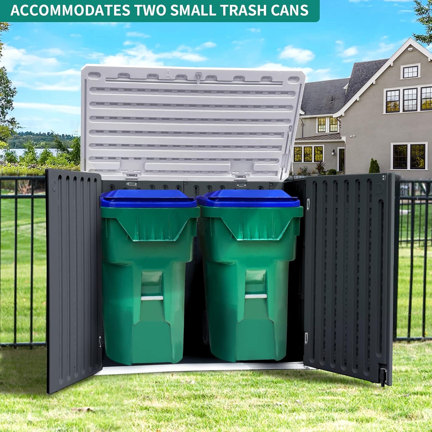 YITAHOME Outdoor Resin Storage Sheds, 39 in Height Lockable Waterproof Horizontal Shed w/o Shelf, Easy to Assemble Shed Storage for Garden Tools, Dark Gray