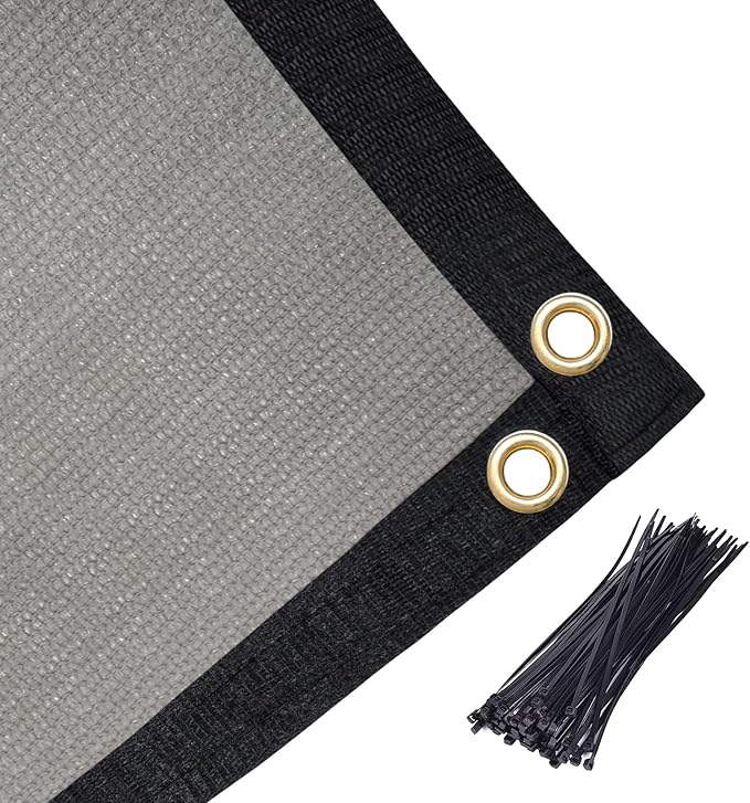 Amagenix 90% Shade Fabric 12'X 20' Gray Sun Shade Cloth with Grommets for Pergola Replacement Shade Cover Canopy, Heavy Duty, Cable Zip Ties Included (We Customized)