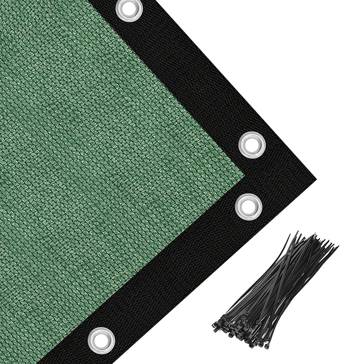 Amagenix 90% Pergola Shade Cover 6' X 11' Sun Shade Cloth with Grommets for Outdoor Garden Patio Porch, Commercial Grade 200 GSM - Cable Zip Ties Included (We Customized) GN108, Green