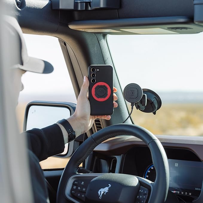 Quad Lock Heavy Duty Suction Car Phone Mount with MAG Phone Case and MAG Wireless Charging Head for iPhone 13 Pro Max