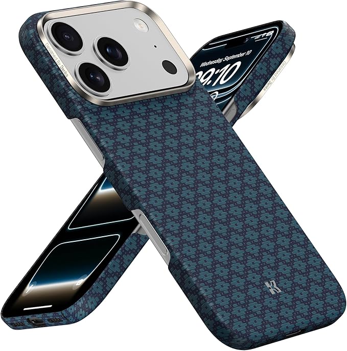 BENKS for iPhone 17 Pro Max Case, Compatible with Magsafe, ArmorGrid ArmorAir Ultra Slim & Lightweight Minimalist Case Built with Dupont Kevlar, Azure Blue
