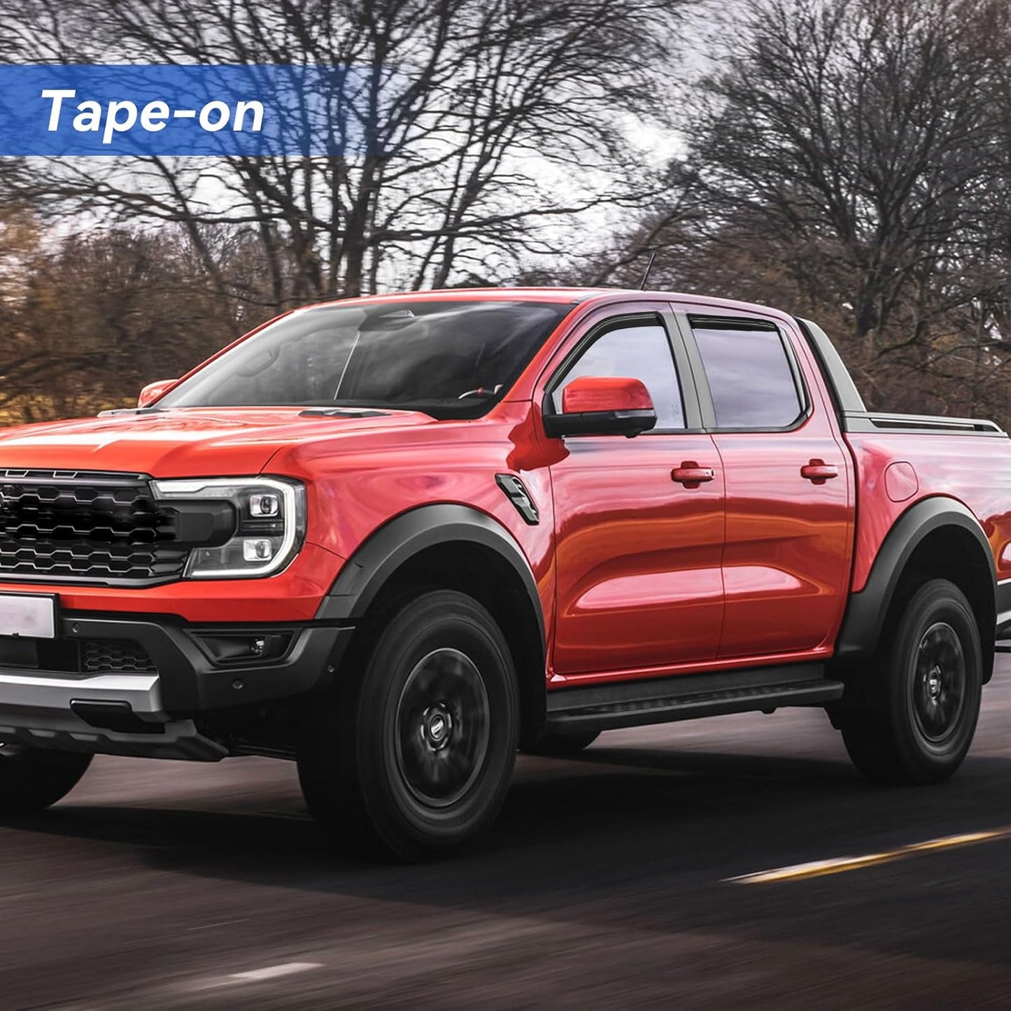 Window Visors Rain Guards for 2019 2020 2021 2022 2023 Ford Ranger Supercrew, Out-Channel Window Vent Wind Deflectors Visors Shades for 19-23 Ranger, for Full-Size Cabs