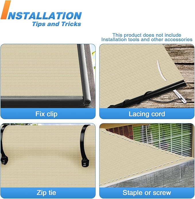 TANG Sun Shade Fabric Roll 8'x98' Shade Cloth for Garden Beige HDPE Mesh Shading Pergola Cover Replacement Canopy, 95% Blockage Sunshades for Outdoor Patio Backyard Plant