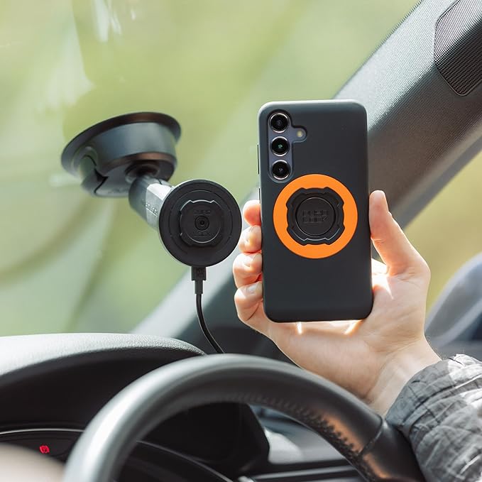 Quad Lock Heavy Duty Suction Car Phone Mount with MAG Phone Case and MAG Wireless Charging Head for iPhone 11 Pro Max