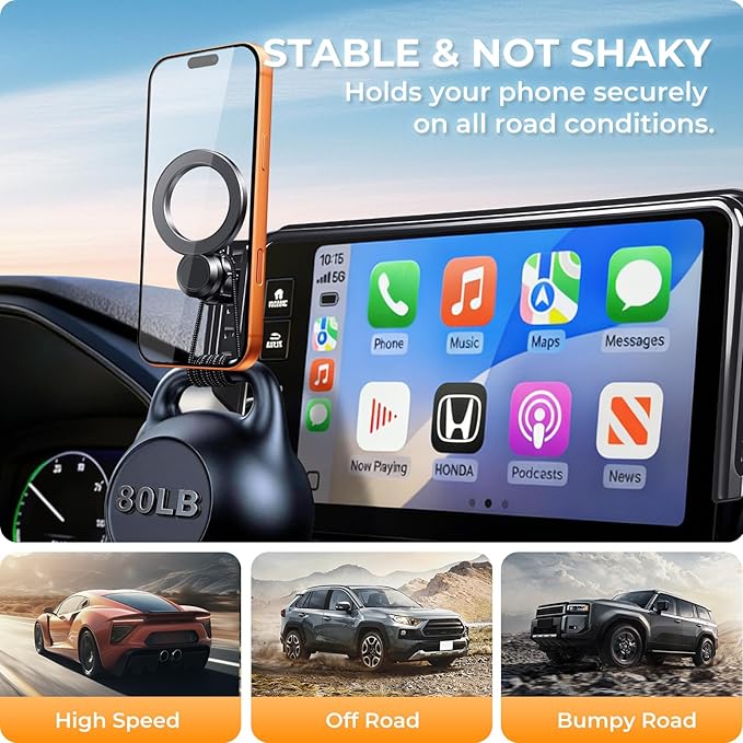 Car Phone Holder for Toyota Tundra 2022-2026 & Sequoia 2023-2026 (Only for 14-Inch Screen) 360° Rotation Magnetic Cell Phone Mount, Compatible with Magsafe, Does Not Affect Air Vent