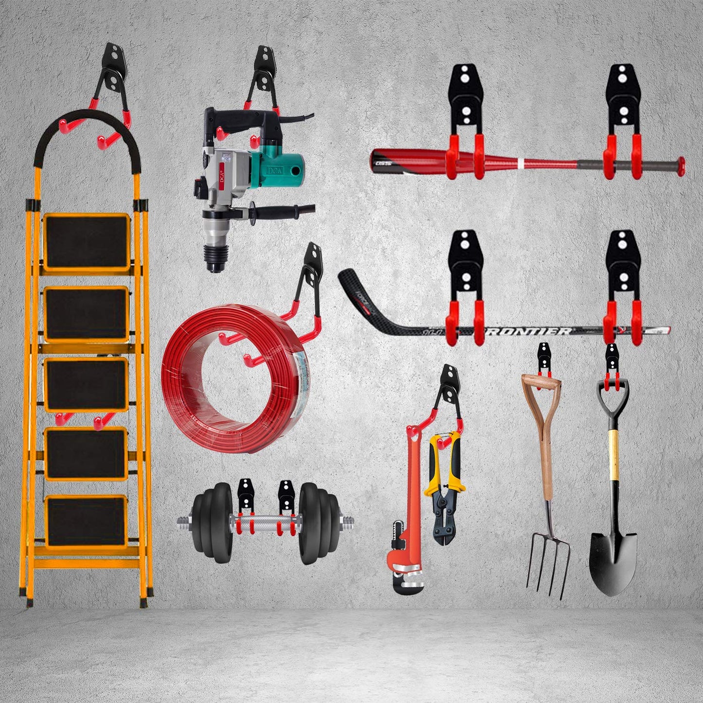 3-H Heavy Duty Garage Hooks [10 Pack] - 3-Round Welding Tech Holds 22lbs More - Thickened Steel Wall Mount for Ladders, Tools & Storage - Rustproof Utility Hardware